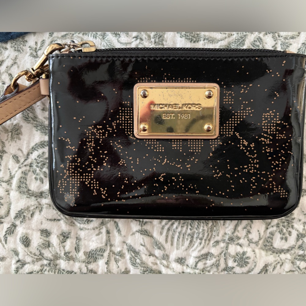 Michael Kors Shiny Black and Gold Phone Case